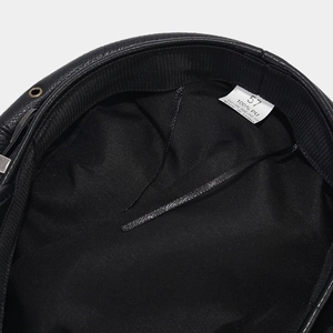 British retro black PU leather sailor cap with 100% PU fabric lining and size label
