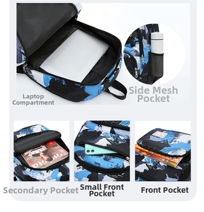 Detailed view of organized compartments and laptop sleeve in a functional 3-in-1 school bag