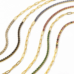 Luxurious titanium steel paperclip and colorful zircon tennis bracelet for women