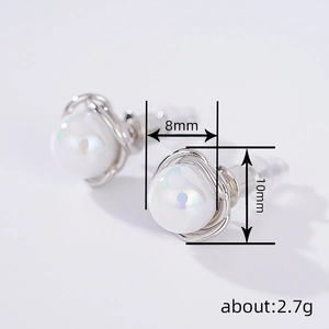 Κομψά σκουλαρίκια 8mm από φεγγαρόπετρα με ασημένιο σύρμα και ύψος 10mm