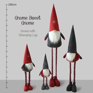 Large telescoping Christmas gnome figures with adjustable legs extending up to 160cm