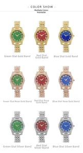 Collection of diamond-encrusted quartz watches in gold, rose gold, and silver finishes