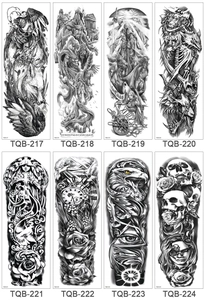 Selection of black and white full-arm waterproof tattoos with skull and rose designs