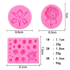 Moules à fondant en silicone en forme de fleurs de rose et d'orchidée pour gâteau