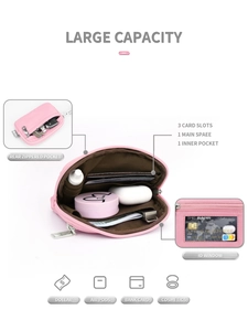 Diseño interior de la billetera rosa con ranuras para tarjetas y compartimentos
