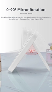 Detail view of the 90-degree adjustable bracket on the white LED portable makeup mirror