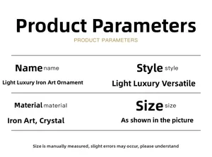 Detailed product specifications for iron and crystal ornament in light luxury Nordic style