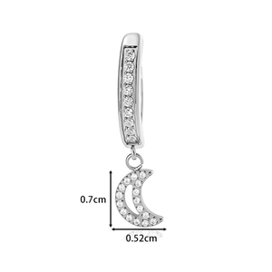 Titan Bauchnabelpiercing Mond mit Zirkonia-Steinen Größe 0,7 cm x 0,52 cm