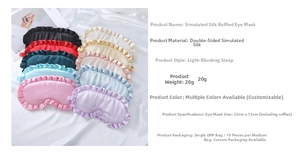 Detailansicht der mehrfarbigen Seidenimitat-Schlafmasken mit eleganten Spitzenrüschen