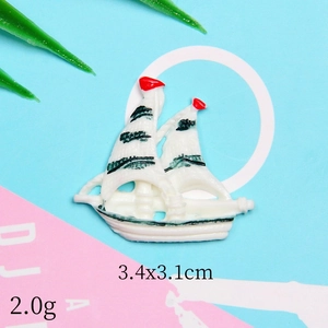 DIY resin sailboat charm in white and red color, size 3.4x3.1cm for creative ocean crafts