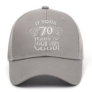 70th birthday gift cotton mesh trucker hat with 70 years to look this good embroidery