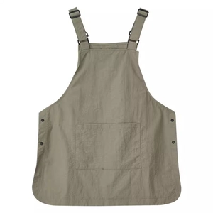 Waterproof khaki Japanese style apron for kitchen or coffee shop with adjustable straps