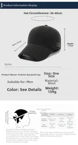Size chart showing baseball cap dimensions and head circumference measuring guide