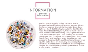 Macro shot of 10mm colorful acrylic smiley face beads for DIY jewelry making and crafts