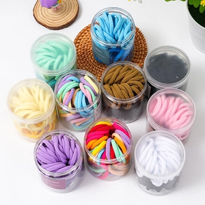 Assorted colorful high elasticity hair ties set in clear jars for women and girls