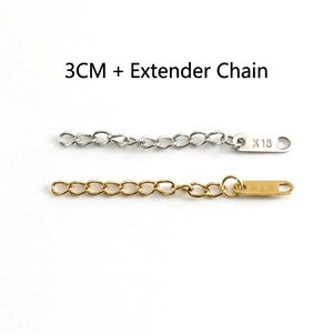 3cm gold and silver stainless steel 18K extension chains with oval drops and tags