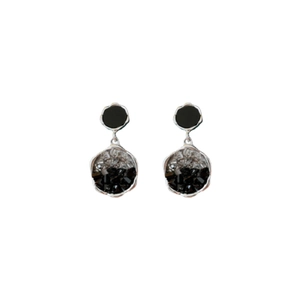 Boucles d'oreilles irrégulières en cristal noir avec aiguilles en argent pour femme