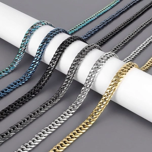Men's Cuban Link Curb Chain Long Necklace Stainless Steel Six Sided Cut Wide High Polished Hip Hop Punk Jewelry Gift
