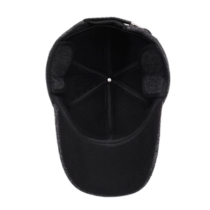 Winter baseball cap for men with fold-down ear flaps made of warm wool blend fabric