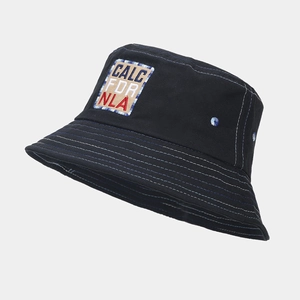 Bucket Hat Cotton Denim Style Embroidered Patch Sun Protection Outdoor Retro Streetwear For Men Women