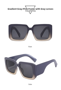 Detail view showing front and side profile of Y2K oversized square gradient sunglasses