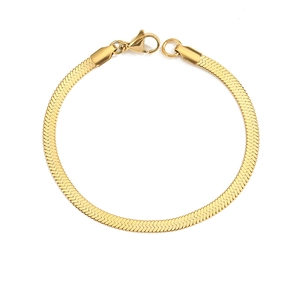 Flaches Gold-Armband aus Edelstahl, Schlangenkette mit sicherem Karabinerverschluss