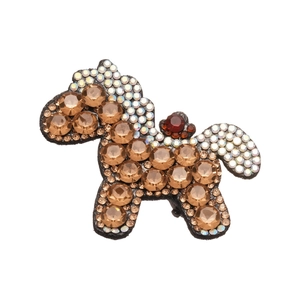 Exquisite cartoon horse hair clip with red rhinestones and amber crystal embellishments