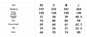 Detailed size chart for bodycon dress with brushstroke print and ruffle trim
