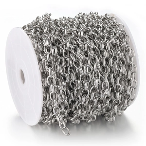 Silver stainless steel wide arc link chain on spool for DIY jewelry necklace making