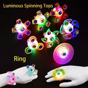 Luminous spinning LED ring toy for kids with colorful starry glow and rotating light effect