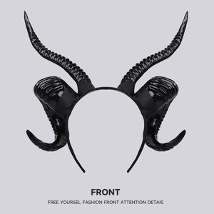 Gothic black devil ram horns headband for Halloween cosplay party costumes and events