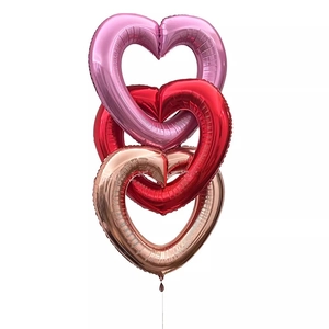 Set of 40-inch heart-shaped foil balloons in pink red and rose gold for party decor