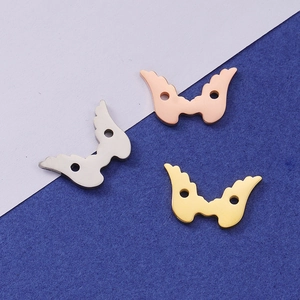 Polished stainless steel angel wing charms in silver, rose gold, and gold for DIY jewelry