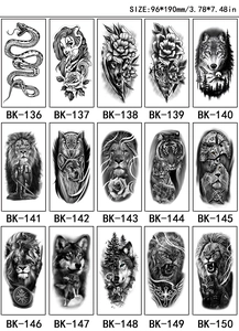 Detailed catalog showing 15 black and white sketch floral temporary tattoo designs