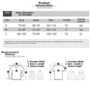 Detailed size guide table for slim fit off-shoulder lace long sleeve dress in S, M, L