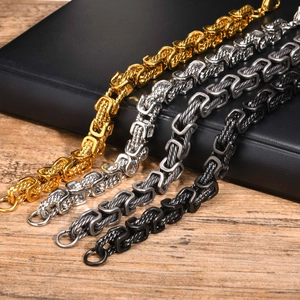 Men Byzantine Bracelet Stainless Steel Braided Square Link Chain Vintage Industrial Punk Style Jewelry Gift For Him