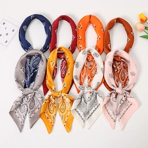 Paisley Print Satin Like Square Scarf Satin Faux Satin Elegant Neck Scarf Headwrap For Women Commuter Professional Chic
