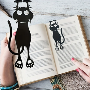 Creative Black Cat Silhouette Bookmark Acrylic Funny Cartoon Hanging Book Marker For Reading Enthusiasts Students