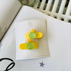 Barrettes à cheveux ananas jaunes sur carte pour accessoires de coiffure d'été mignons