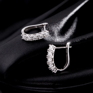 Elegant S925 sterling silver hoop earrings with sparkling VVS1 moissanite stones