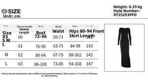 Detailed size chart for elegant mesh patchwork dress with bust and waist dimensions