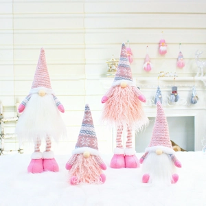 Christmas Gnome Plush Faceless Doll Retractable Legs Handcrafted Knitted Hat Long Beard Holiday Home Tabletop Decor