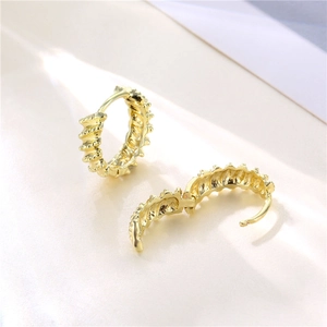 Classic 18K gold plated twisted hoop earrings featuring a textured circular design for women