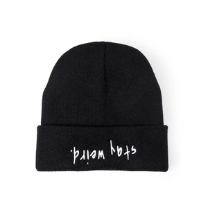 Stay Weird Inverted Letter Embroidery Knit Beanie Hat Acrylic Warm Cuffed Winter Cap For Men Women Streetwear Novelty