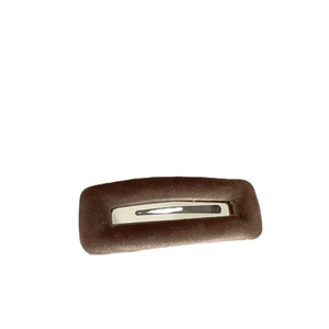 Minimalist coffee brown velvet rectangular hair clip with a vintage matte finish