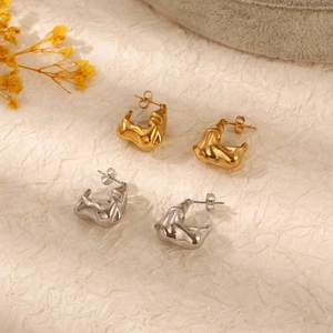 Minimalist irregular geometric stainless steel earrings in gold and silver finish