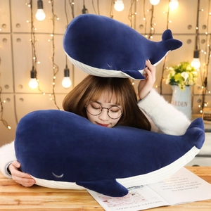 Large soft blue whale plush toy pillow for cozy home decor and kids nursery gift