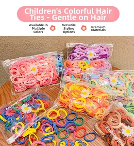 Élastiques à cheveux colorés pour filles dans des pochettes à fleurs marguerites