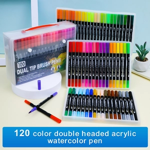 Dual tip watercolor markers 120 colors set for artists with a portable carrying case