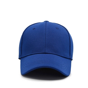 Classic royal blue fitted baseball cap in breathable pineapple fabric texture